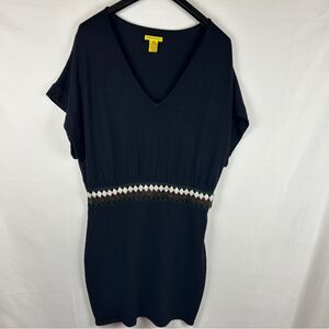 Catherine Malandrino Vneck dress wool cashmere beaded belt size L